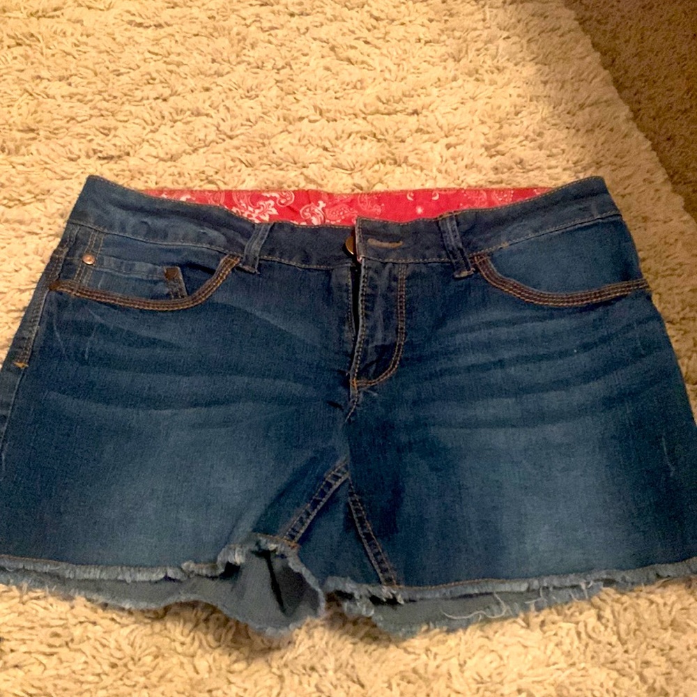 Jean shorts with 4 1/2” inseam.